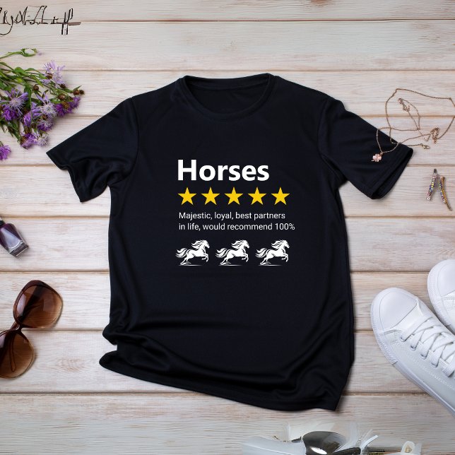 Camiseta reseña de 5 estrellas de Caballos Divertidos (Funny Horses 5-star review T-Shirt)
