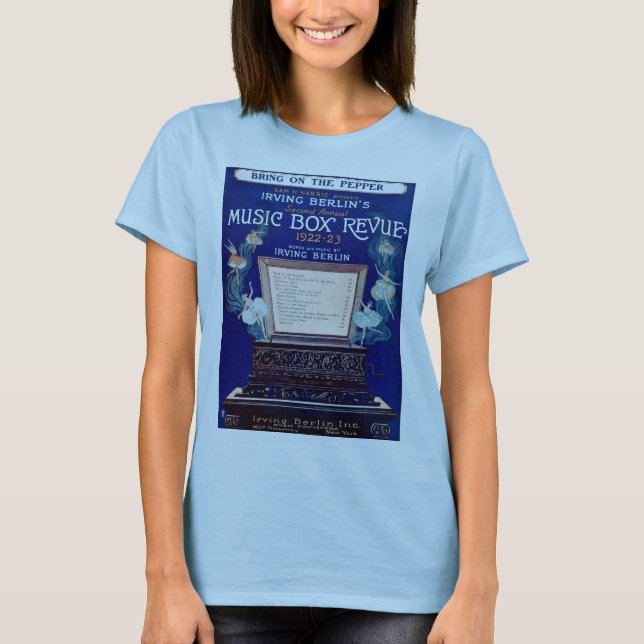 Camiseta Reseña de caja de música de Berlín de Irving Vinta (Anverso)