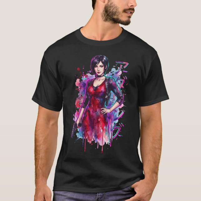 Camiseta Resident Evil Ada Wong Vaporwave Retro Sintwave (Anverso)