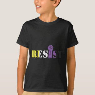 Camiseta Resist Raised Fist Protest Lgbtq Bandera No binari