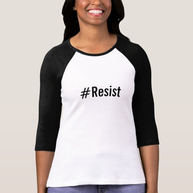 Camiseta #Resist (resiste), texto negro negrita sobre blanc (Anverso)