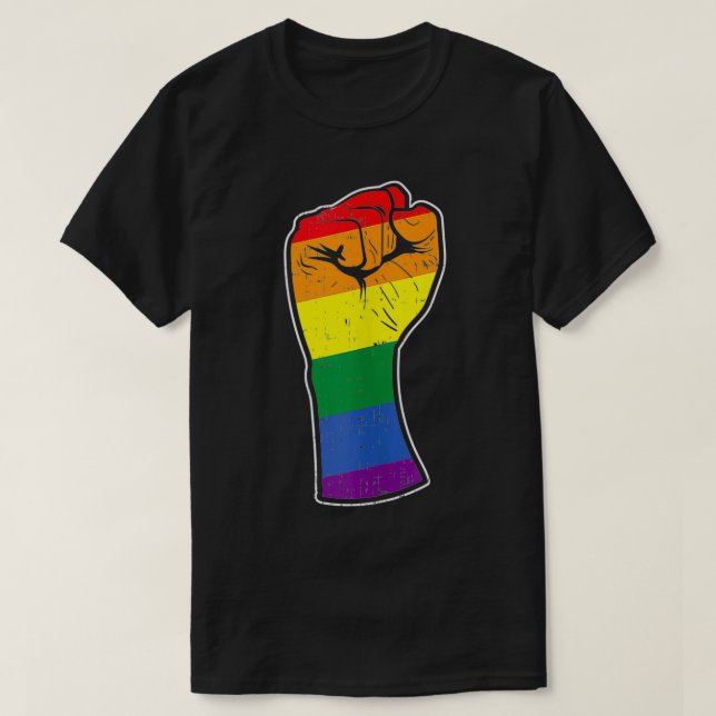 Camiseta Resistiendo el apoyo a la bandera del orgullo gay  (Diseño del anverso)