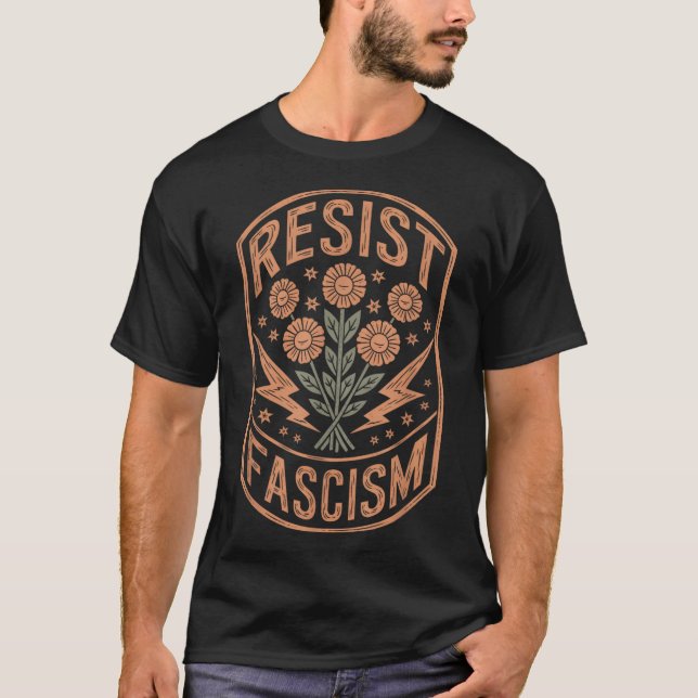 Camiseta Resistir al fascismo como protesta contra Trump (Anverso)