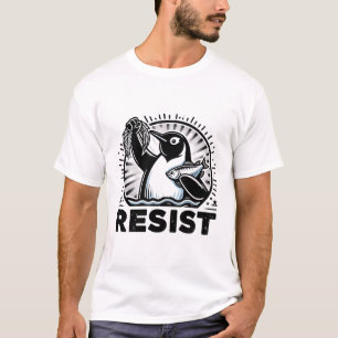 Camiseta Resistir arte pingüino - Gracioso animal de protes