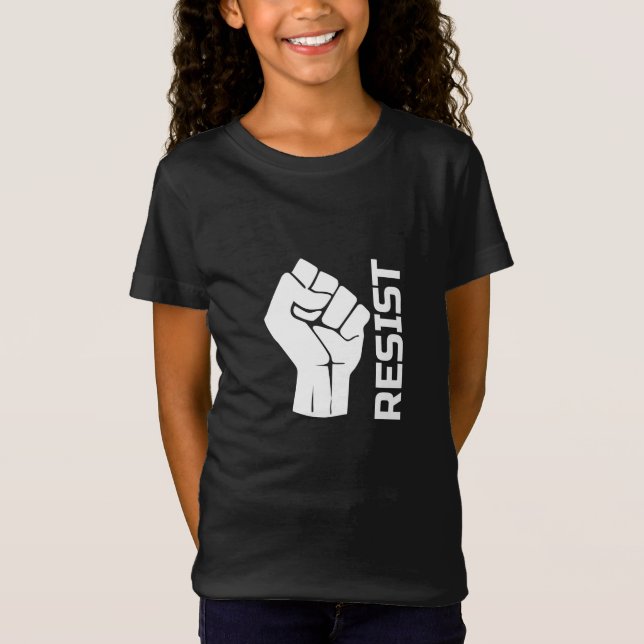 Camiseta Resistir con puño - en blanco 0002 (Anverso)
