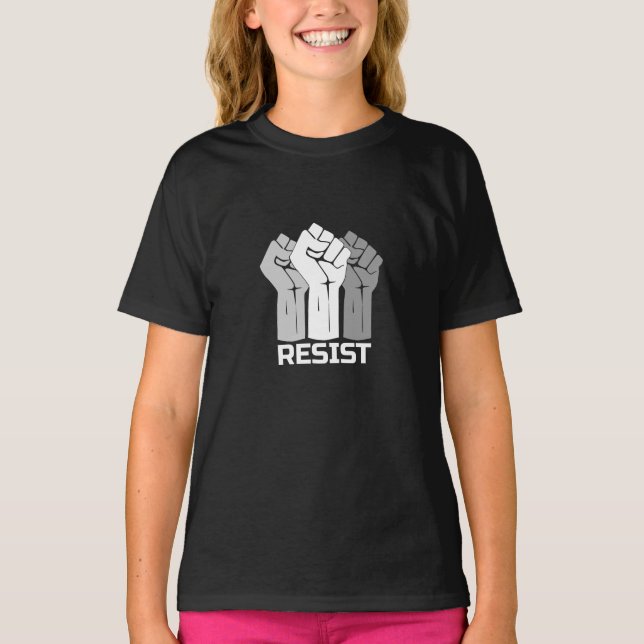 Camiseta Resistir con puño - en blanco 0003 (Anverso)