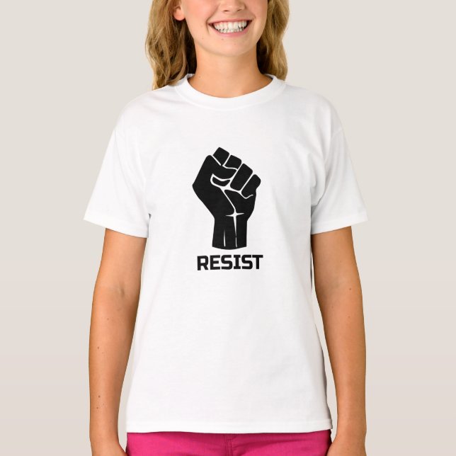 Camiseta Resistir con puño - en negro (Anverso)