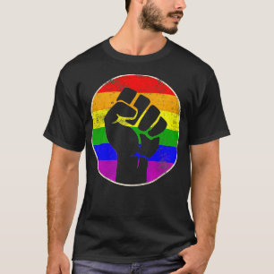 Camiseta Resistir el puño arcoiris Lesbiana Gay LGB Fuerza 