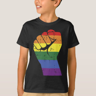 Camiseta Resistir el puño retro mano arco iris Gay Lgbt Pri