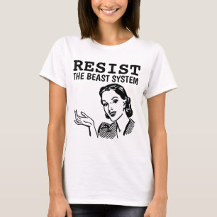 CAMISETA RESISTIR EL SISTEMA DE BESTIA RETRO DE LA MUJER T-
