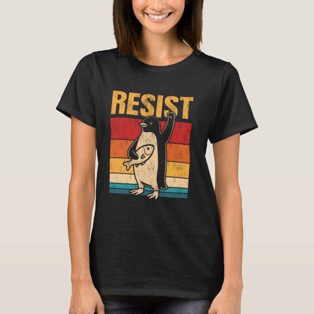 Camiseta Resistir la resistencia Pingüino Activismo estadou (Anverso)
