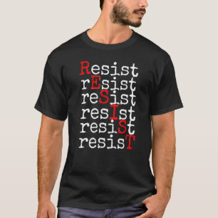 Camiseta Resistir texto escrito a máquina