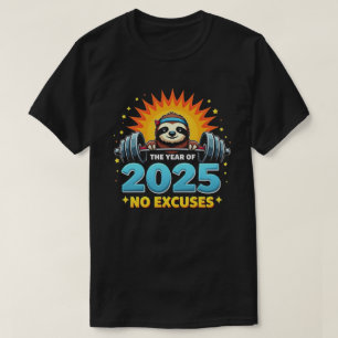 Camiseta Resolución De 2025 Difícil Gimnasio Gym Sloth