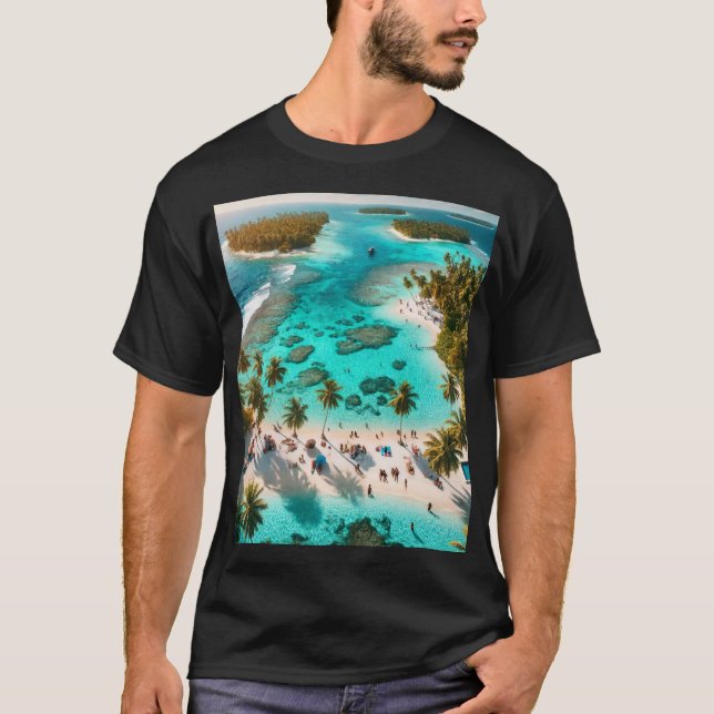 Camiseta Resort Beach Vacation Con Agua Azul Clara Activo (Anverso)