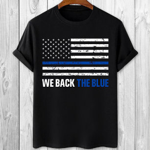 Camiseta Respaldamos la línea azul delgado azul a la policí