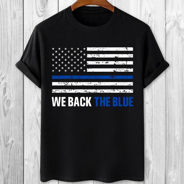Camiseta Respaldamos la línea azul delgado azul a la policí (Subido por el creador)