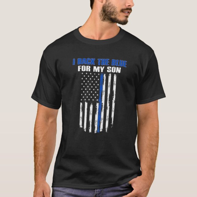 Camiseta Respaldo el azul de mi hijo Orgulloso policía (Anverso)