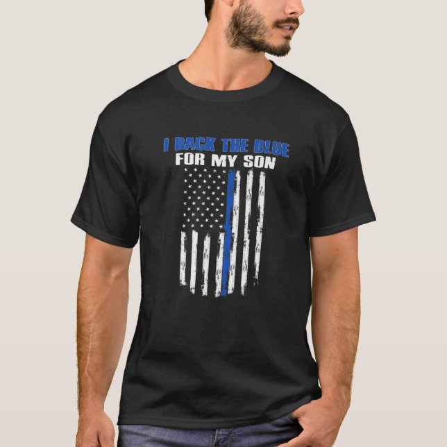 Camiseta Respaldo el azul de mi hijo Orgulloso policía (Anverso)