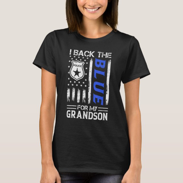 Camiseta Respaldo El Azul De Mi Nieto Orgulloso Jefe De Pol (Anverso)