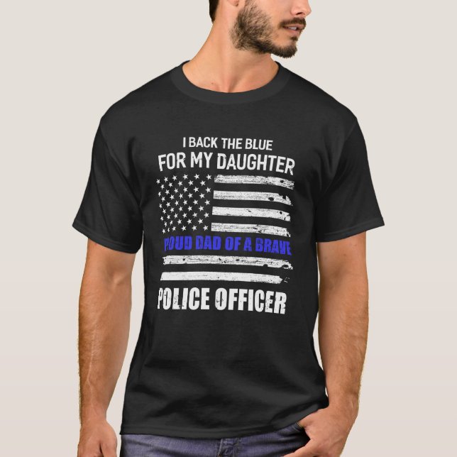 Camiseta Respaldo El Azul Para Mi Hija Orgullosa Policía De (Anverso)