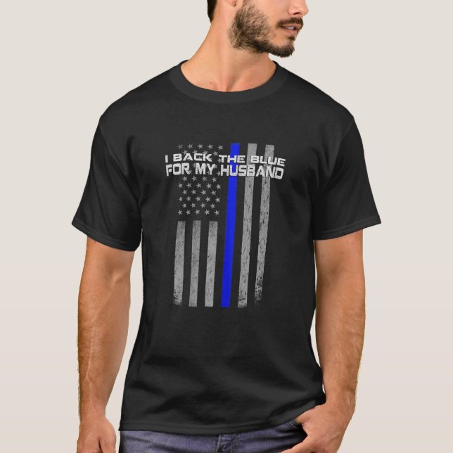 Camiseta Respaldo El Azul Por Mi Esposa Policial (Anverso)