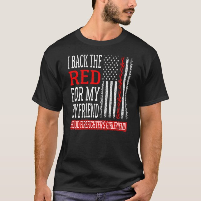 Camiseta Respaldo el rojo para el bombero de mi novio (Anverso)