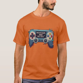 Camiseta Respawn and Retry - Retro Gaming Glitch Art