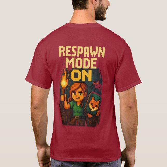 Camiseta “Respawn Mode On – Pixel Gamer Girl T-Shirt” (Reverso)