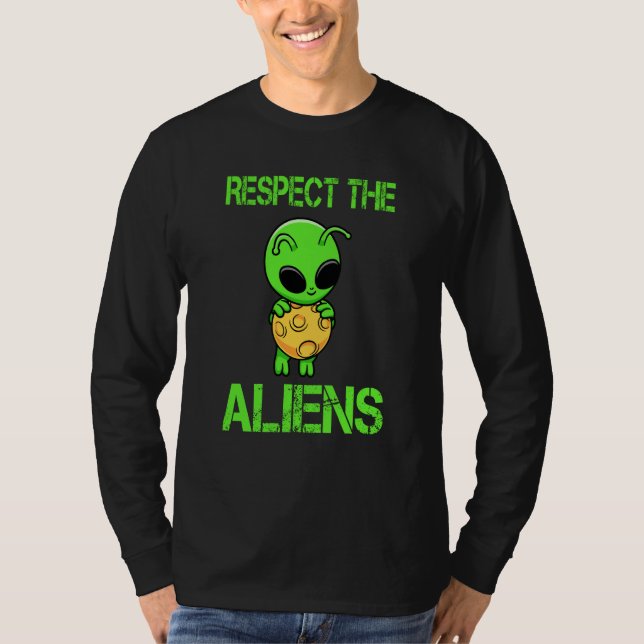 Camiseta Respect The Aliens I Green Alien I Kids Alien (Anverso)