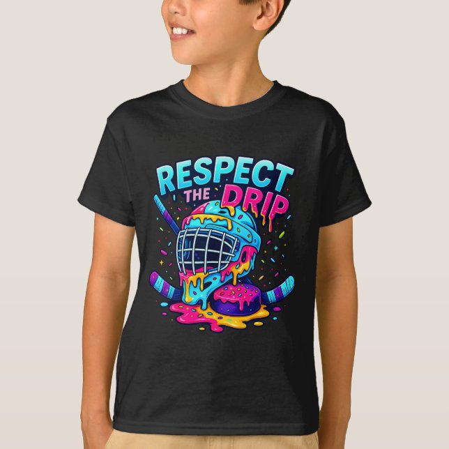 Camiseta Respect The Drip Ice Hockey Stick &amp; Puck Dripn (Anverso)