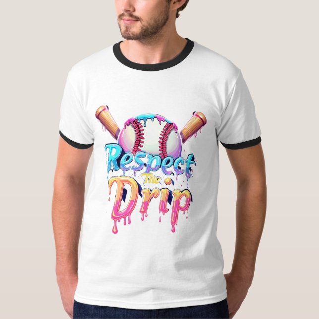 Camiseta Respect The Drip Vibrant Typography Baseball (Anverso)