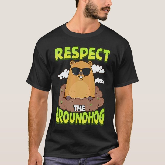 Camiseta Respect The Groundhog  Retro Punxsy Phil's Groundh (Anverso)