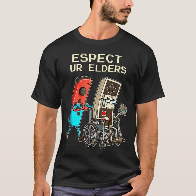 Camiseta Respect Ur Elders Retro Gaming Controller Funny  (Anverso)