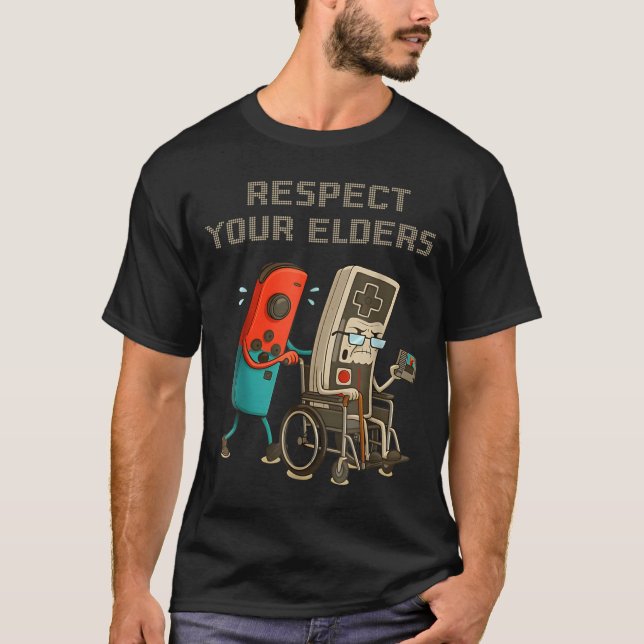 Camiseta Respect Your Elders Funny Retro Gaming Clic Consol (Anverso)
