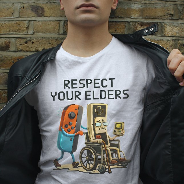 Camiseta Respect Your Elders Gaming Control Retro Funny (Subido por el creador)