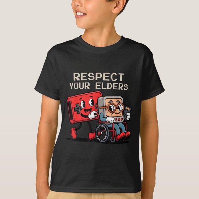 Camiseta Respect Your Elders Gaming Control Retro Funny Gam (Anverso)