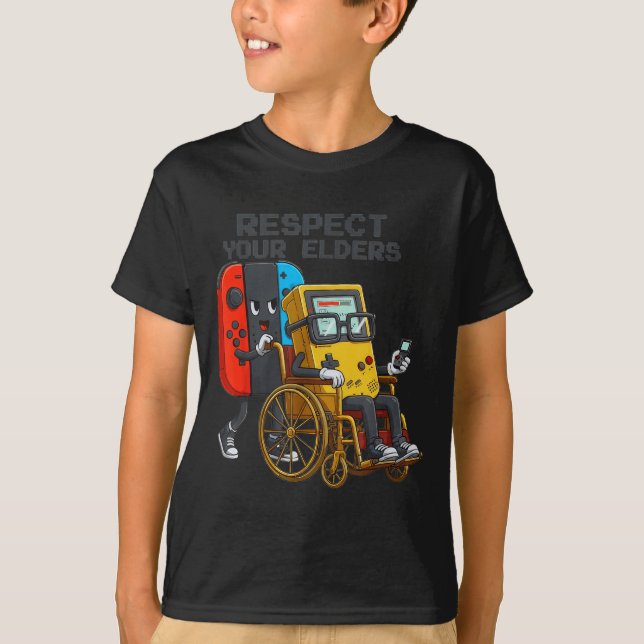 Camiseta Respect Your Elders Gaming Control Retro Funny Gam (Anverso)