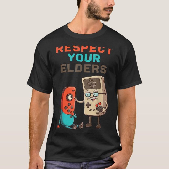 Camiseta Respect Your Elders Gaming Control Retro Funny Gam (Anverso)