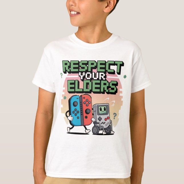 Camiseta Respect Your Elders Gaming Control Retro Funny Gam (Anverso)