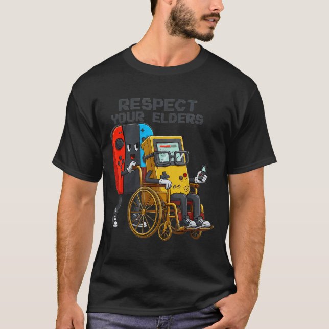 Camiseta Respect Your Elders Gaming Control Retro Funny Gam (Anverso)