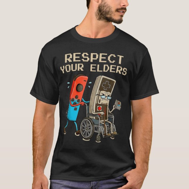 Camiseta Respect Your Elders Retro Gaming Controller Funny  (Anverso)