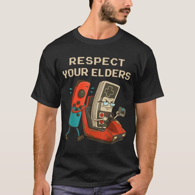Camiseta Respect Your Elders Retro Gaming Funny Gamer Contr (Anverso)