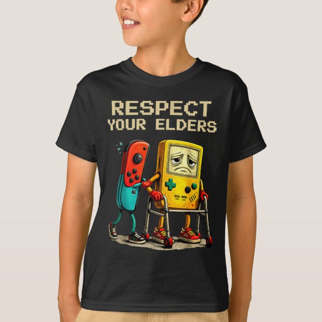 Camiseta Respect Your Elders Retro Gaming Funny Gamer Contr (Anverso)