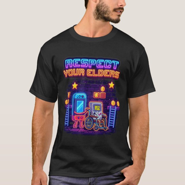 Camiseta Respect Your Elders Retro Gaming Funny Gamer Contr (Anverso)