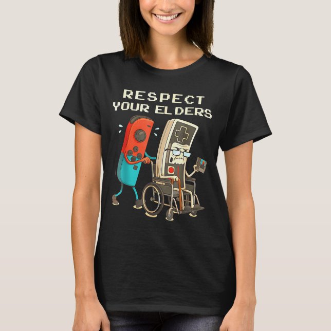 Camiseta Respect Your Elders Retro Gaming Funny Gamer Contr (Anverso)