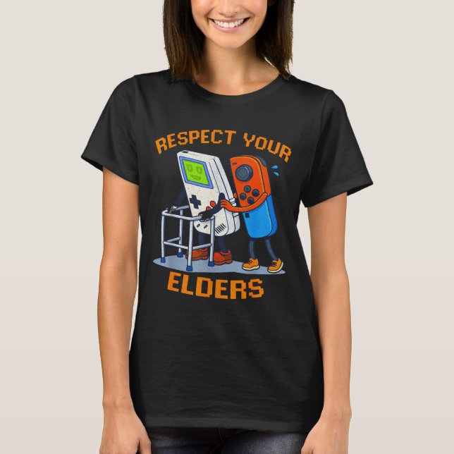 Camiseta Respect Your Elders Retro Gaming Funny Gamer Contr (Anverso)