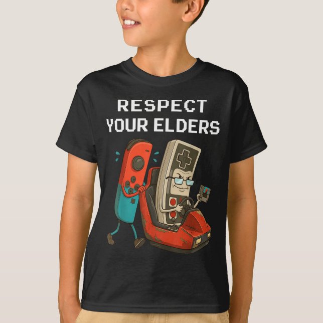 Camiseta Respect Your Elders Retro Gaming Funny Gamer Contr (Anverso)