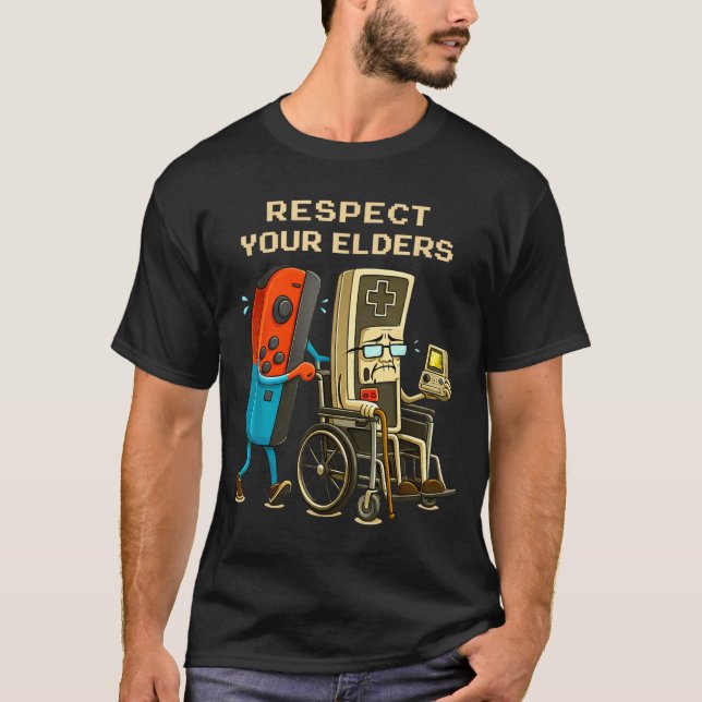 Camiseta Respect Your Elders Retro Gaming Funny Gamer Contr (Anverso)