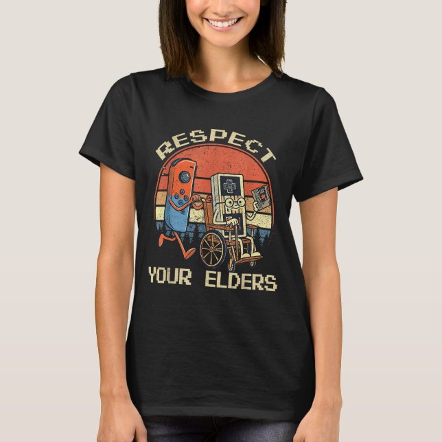 Camiseta Respect Your Elders Retro Gaming Funny Gamer Contr (Anverso)