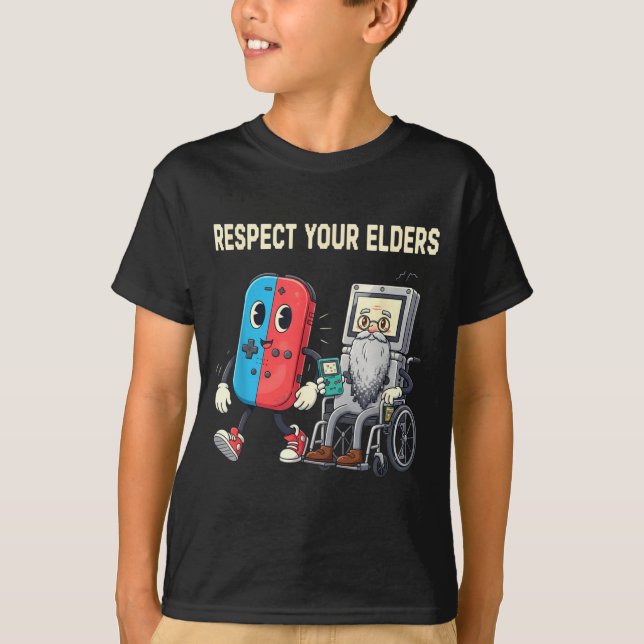 Camiseta Respect Your Elders Retro Gaming Funny Gamer Contr (Anverso)